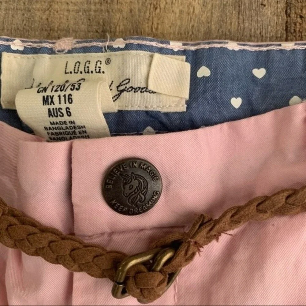 L.O.G.G. H&M Pink Girl’s cuffed shorts with belt 5/6